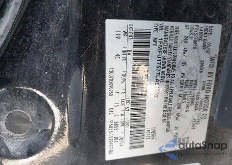 2007 Ford Expedition Eddie Bauer из США, поврежденный, VIN 1FMFU17577LA91892